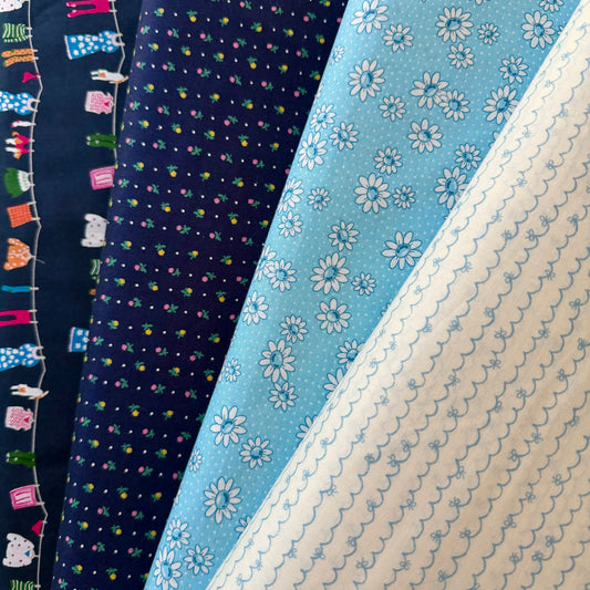 Daisies on Blue - Handworks Cotton Printed Shirting