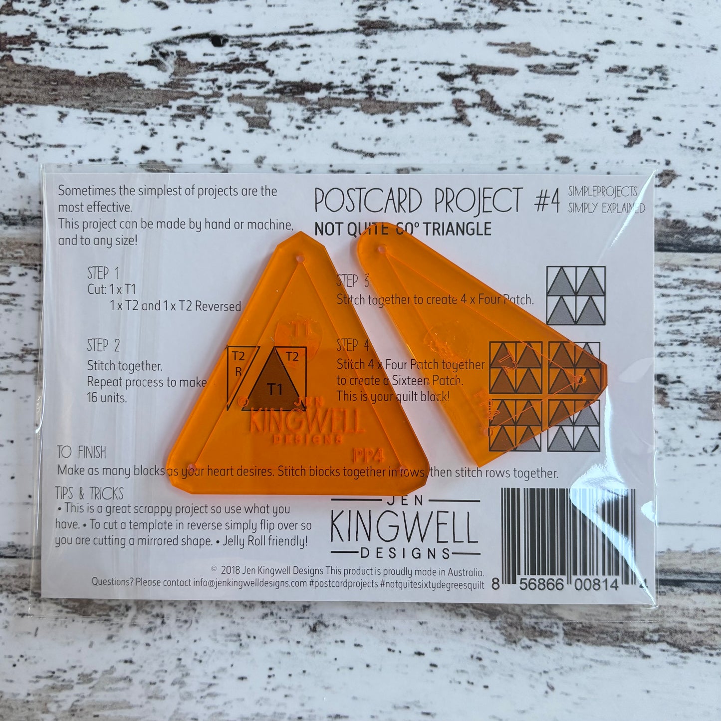 Jen Kingwell Postcard Project #4 - Not Quite 60 Degree Triangle