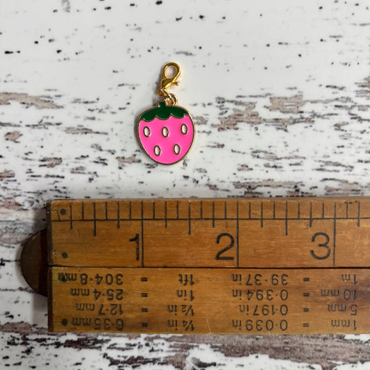 Pink Strawberry Zipper Charm