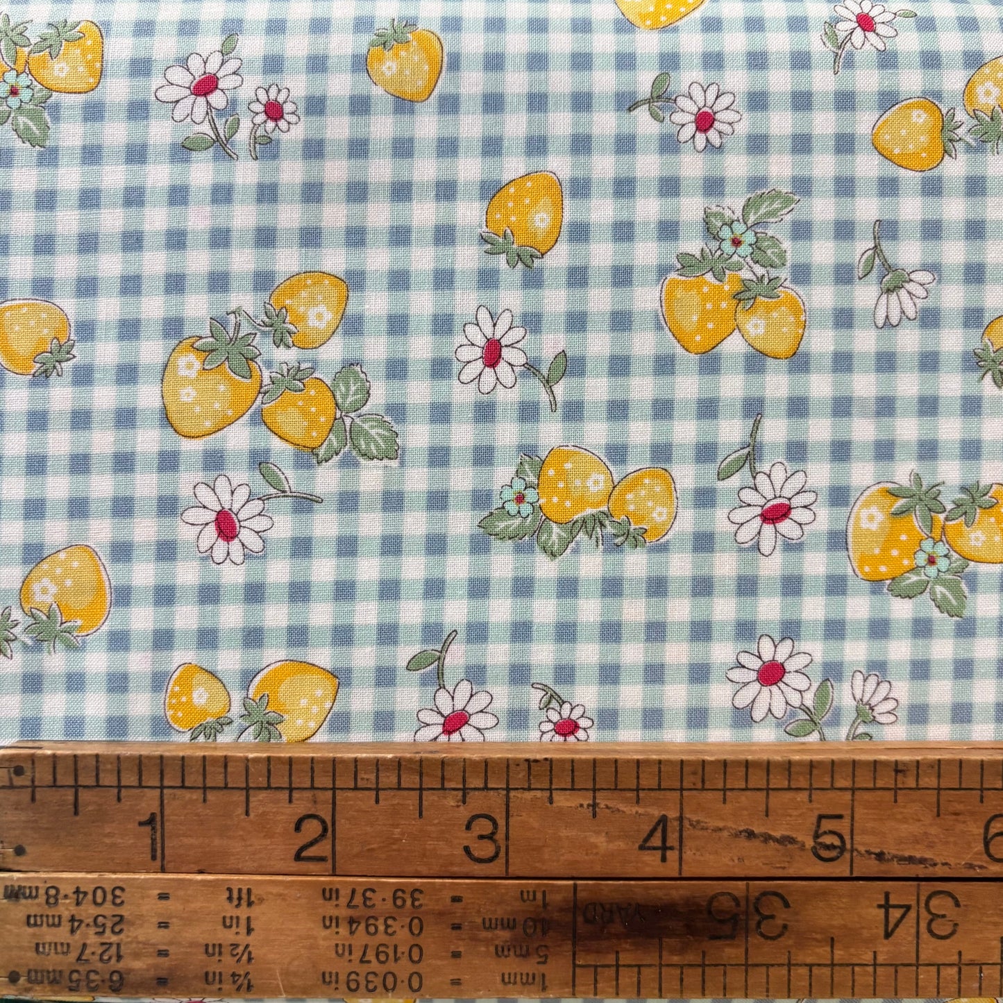 YUWA - Blue Check with Yellow Strawberries