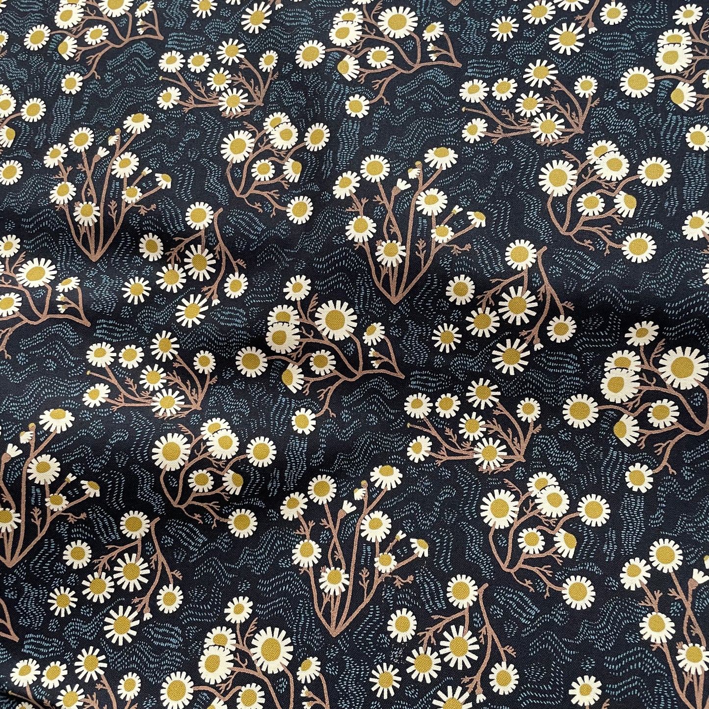 Quaint Cottage by Gingiber - Midnight Dark Blue Daisies