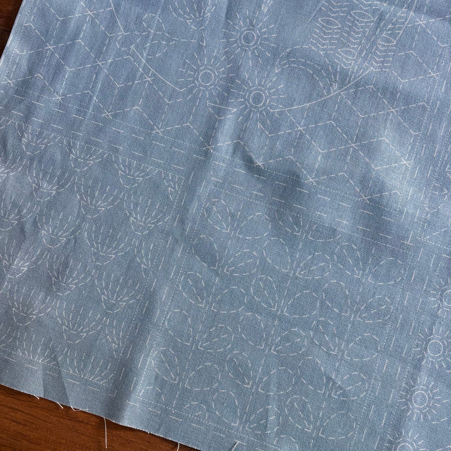 Australian Native Banksia Sashiko Panel in Notre Dame (duck egg blue)