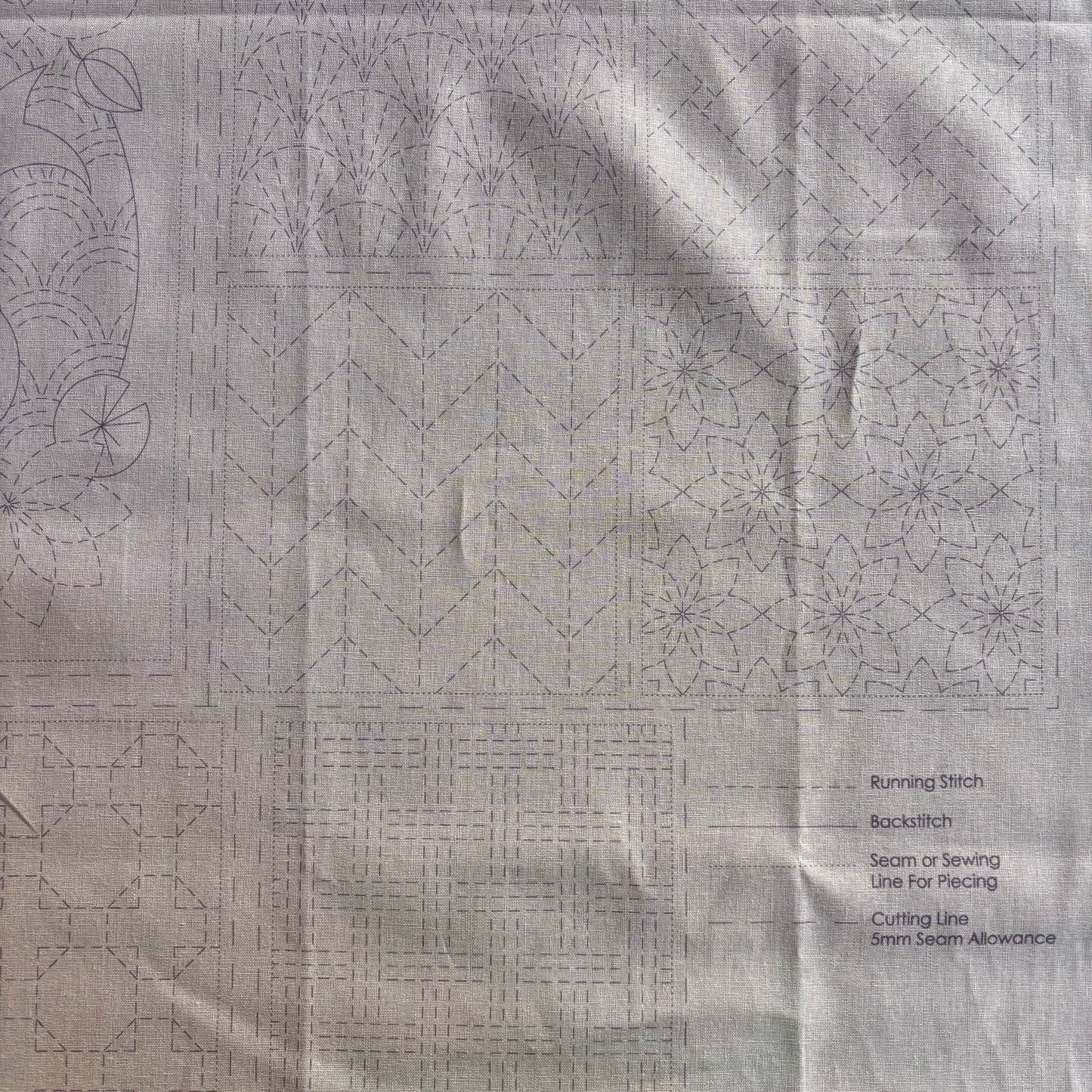 Fish Sashiko Panel in Tombola (pink)