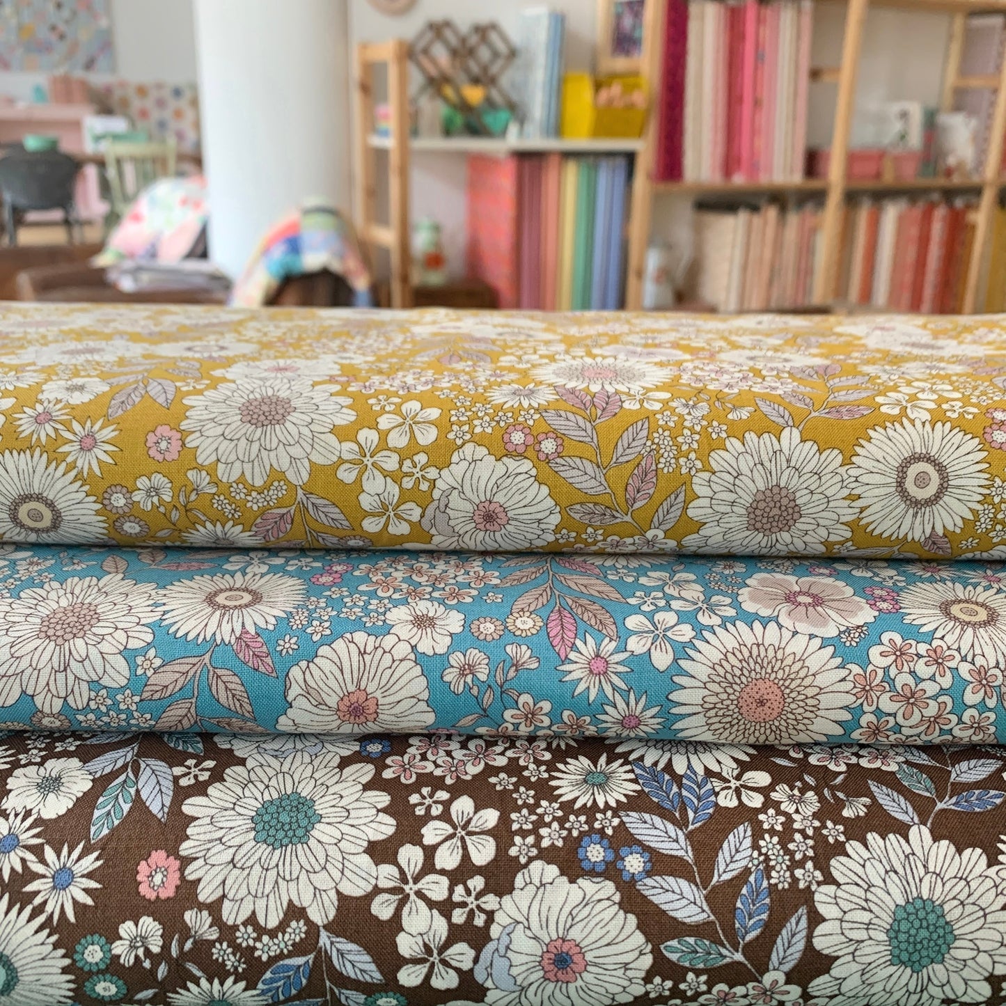 Joli Bouquet Aqua Floral Japanese Cotton