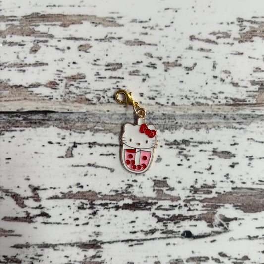 Hello Kitty with Bubble Tea Zipper Charm