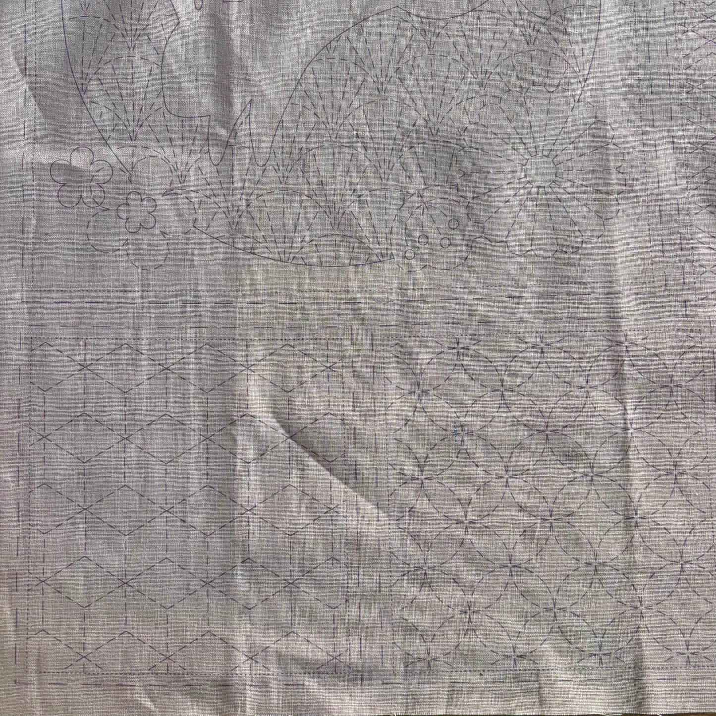 Rabbit Sashiko Panel in Tombola (pink)