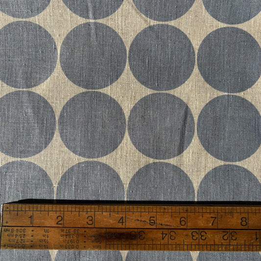 Cotton / Linen Canvas Large Blue Spot on Natural