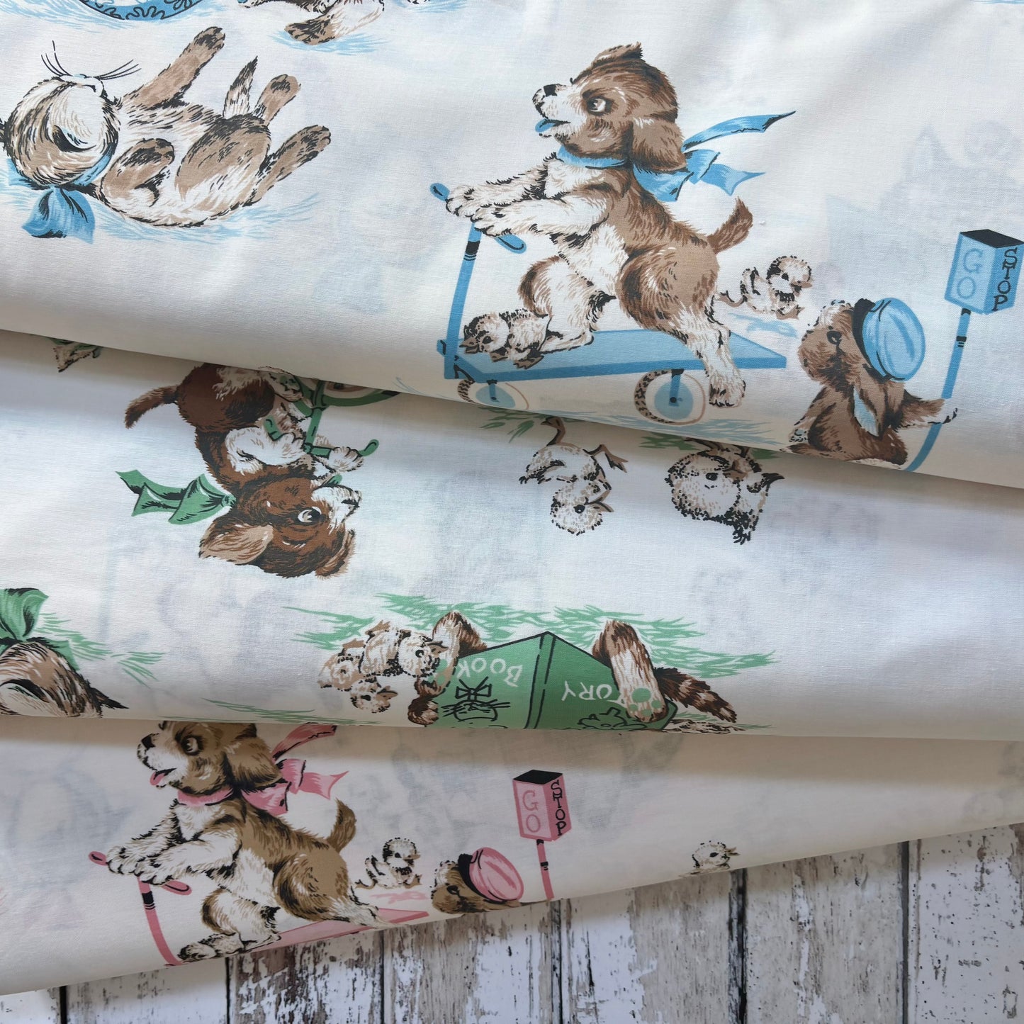 Kei Textiles - Large Scale Green Kittens, Puppies and Chicks