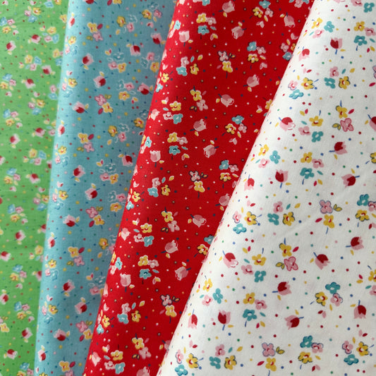 Simple Pleasures Calico Sweet Rose in Aqua - Riley Blake