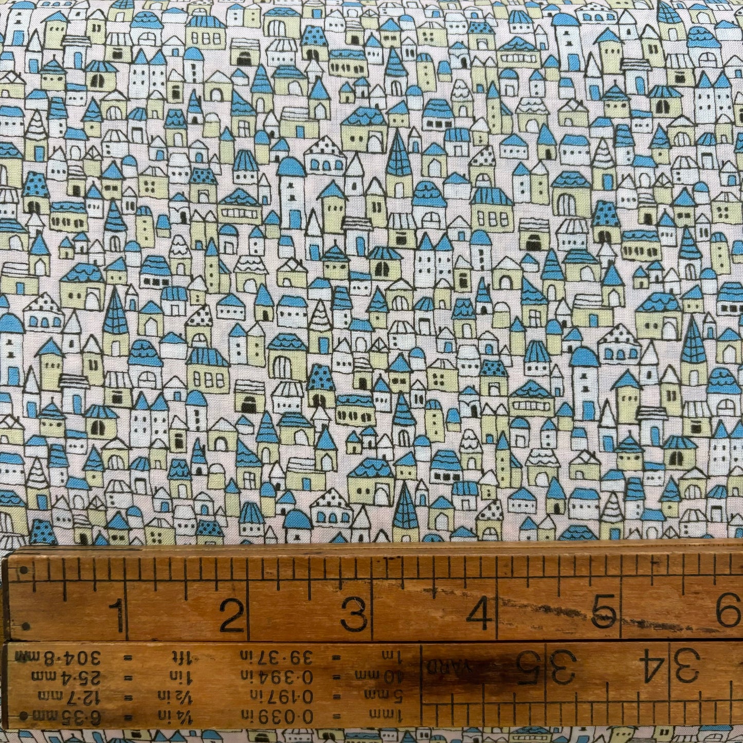 Tiny Houses Cotton Printed Lawn by Hokkoh