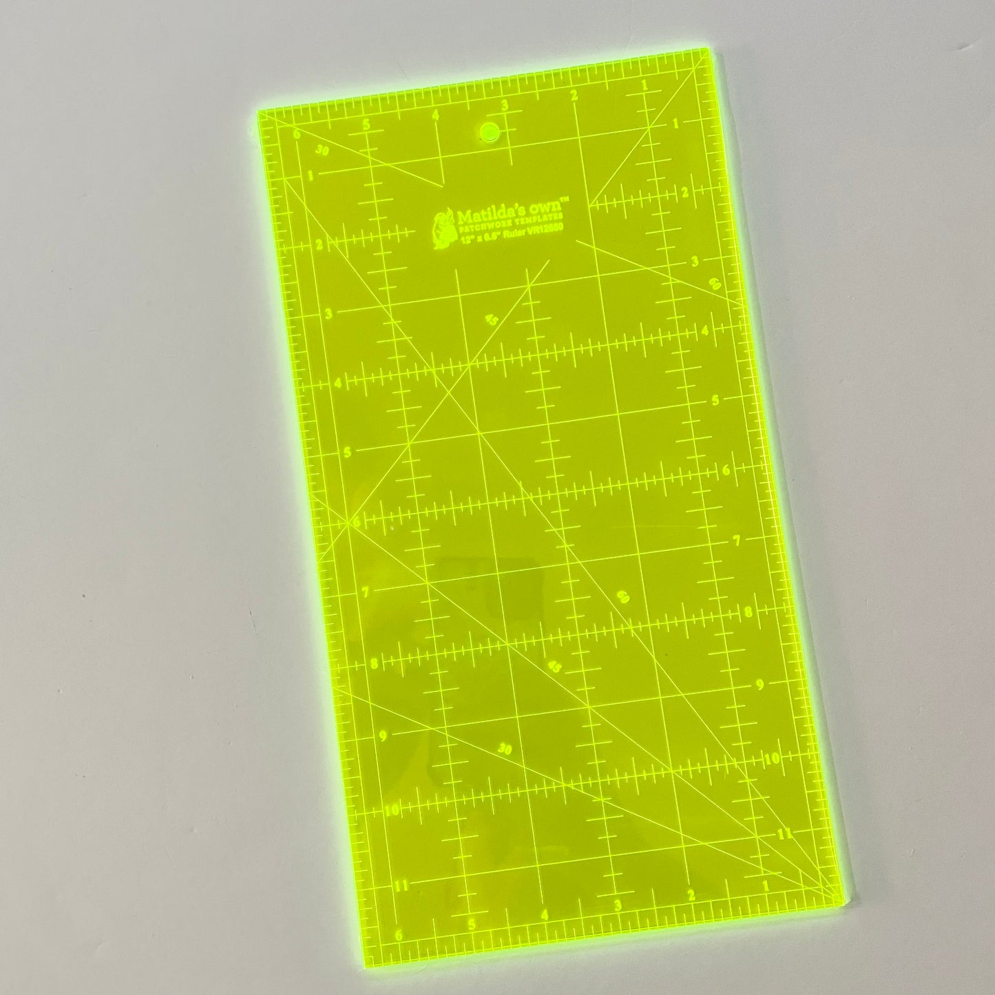 Matilda’s Own Quilt Ruler - Neon Yellow 6 1/2” x 12”