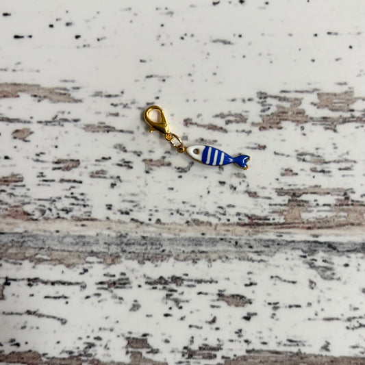 Blue Minnow Zipper Charm
