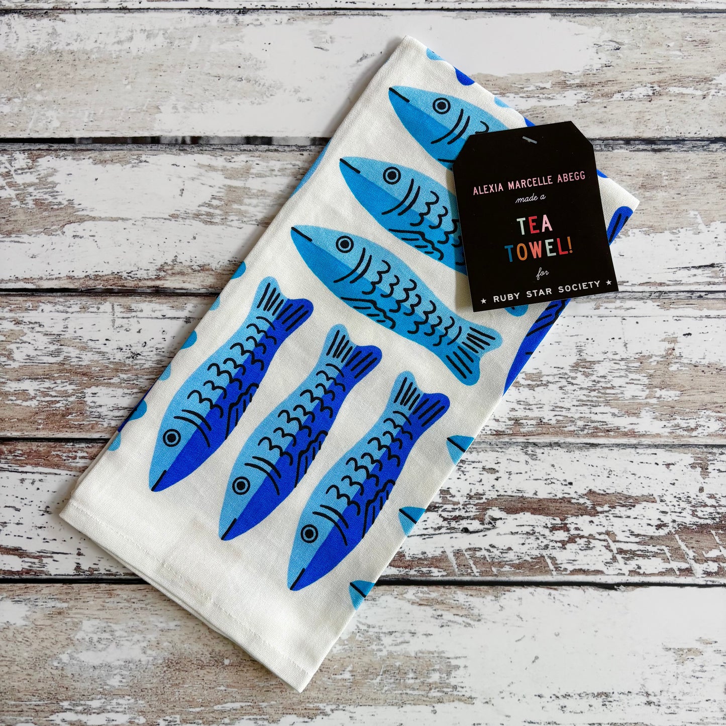 Sardines Tea Towel by Alexia Abegg