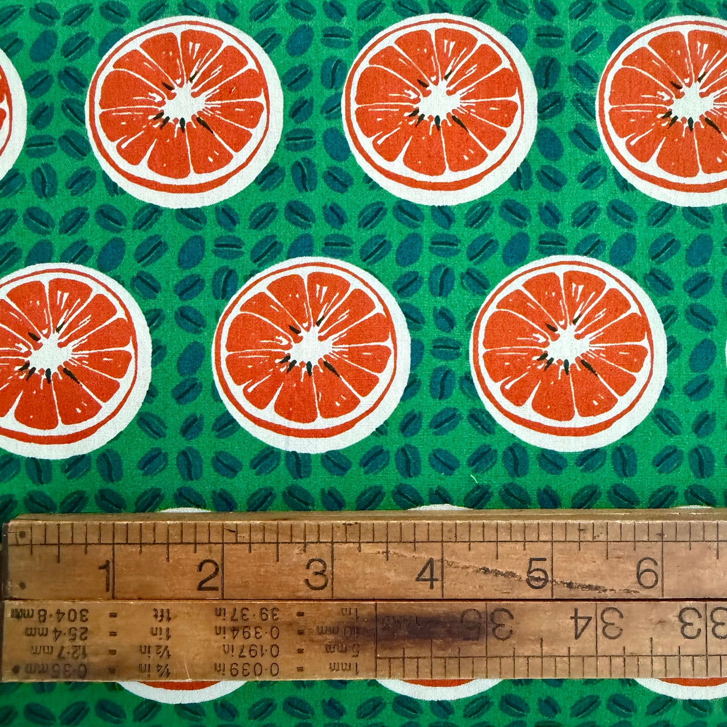 Oranges on Green - Japanese Cotton