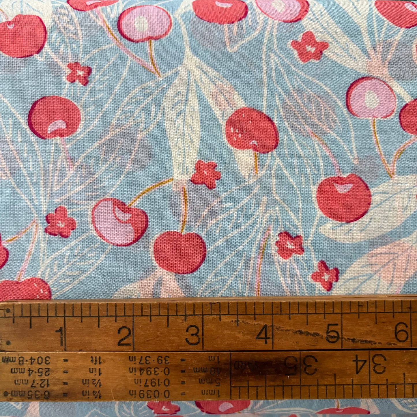 Blue Cherries - Japanese Cotton Printed Lawn