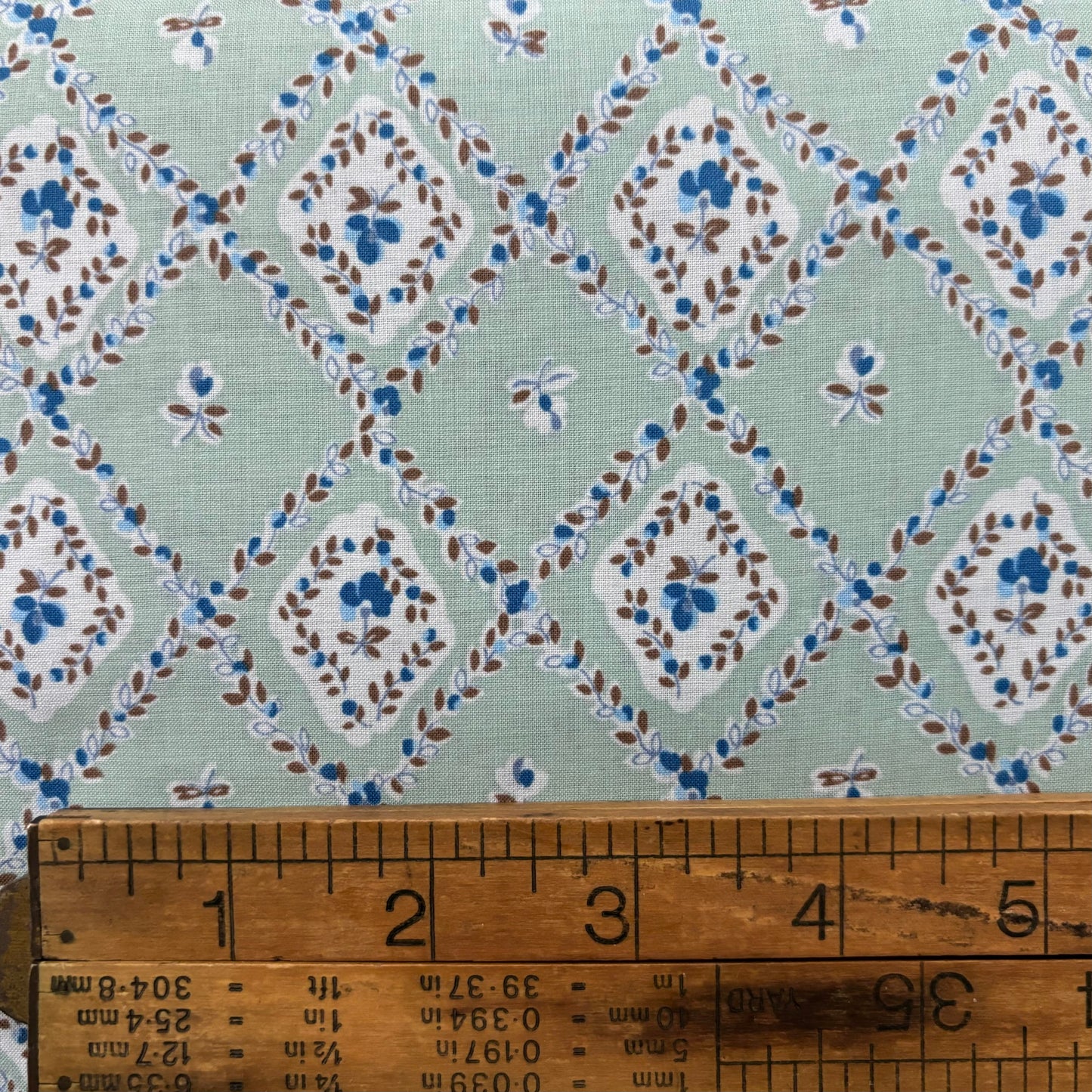 Handworks Lawn - Teal Floral and Geometric