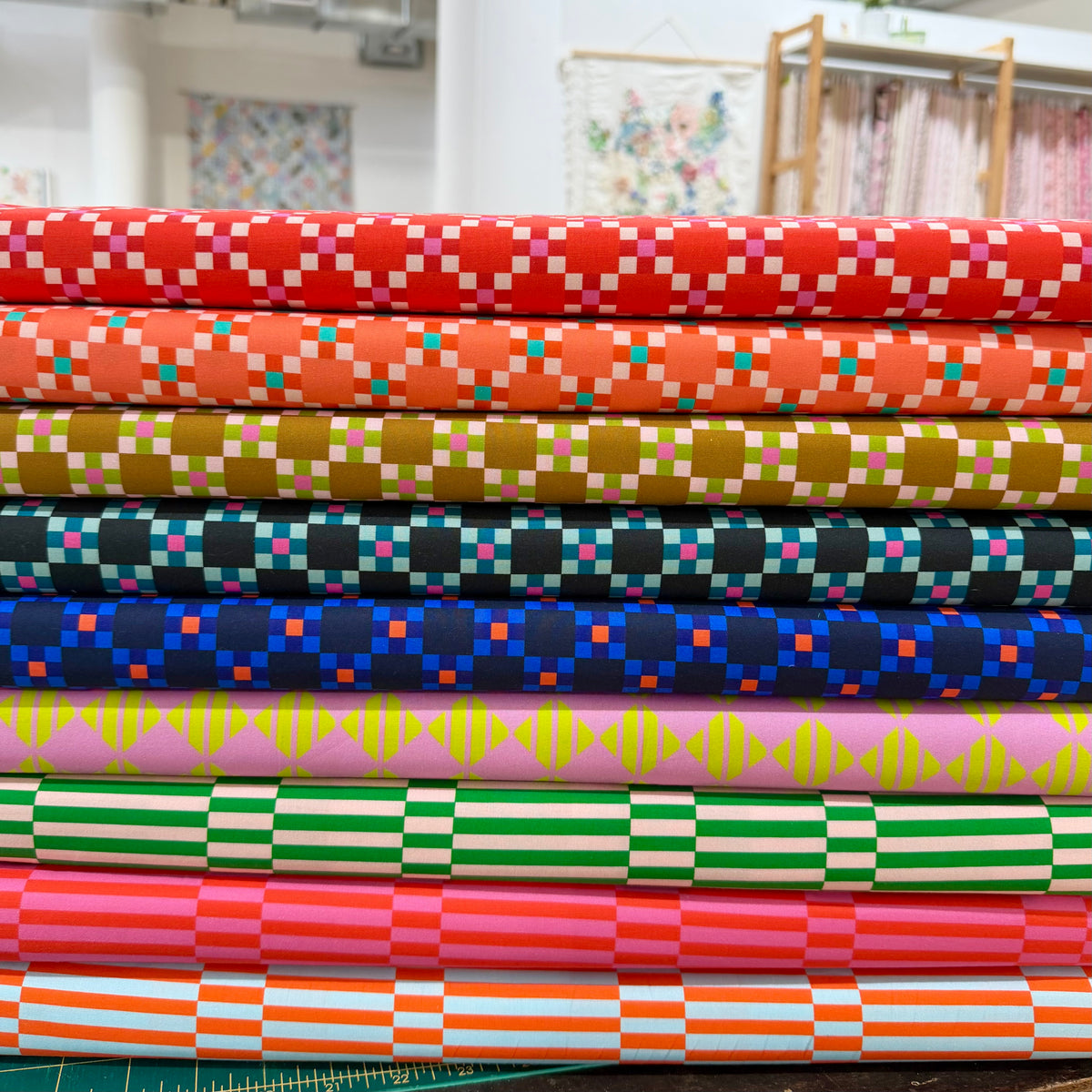 Broken Stripe in Orange / Sky - Annabels Blenders - Windham Fabrics