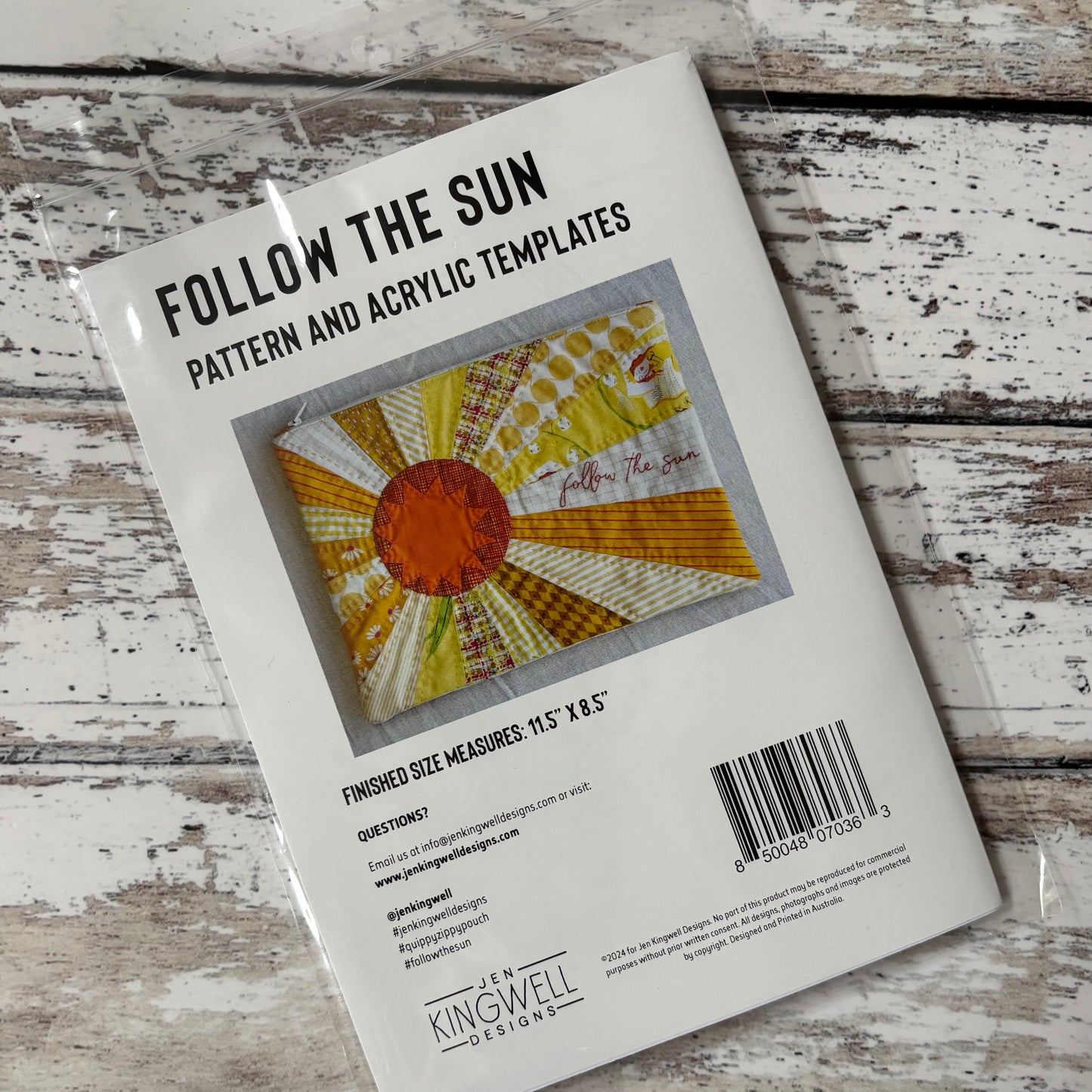 Follow the Sun - Quippy Zippy Pouch Pattern and Templates by Jen Kingwell