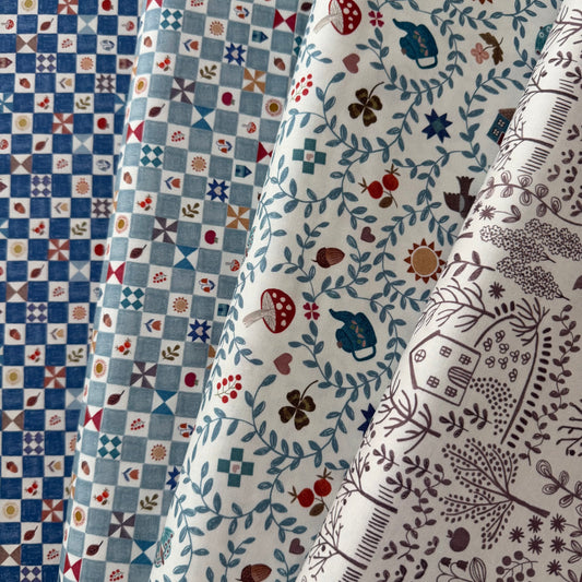 Cosy Home - Little Chequered Cosy Home on Mid Blue