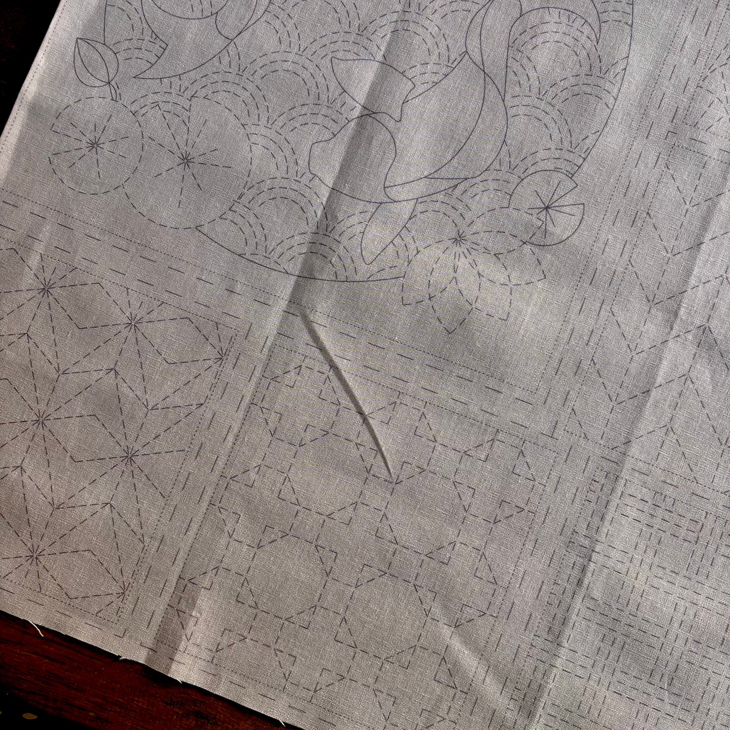 Fish Sashiko Panel in Tombola (pink)