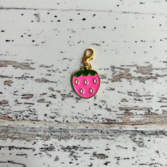 Pink Strawberry Zipper Charm