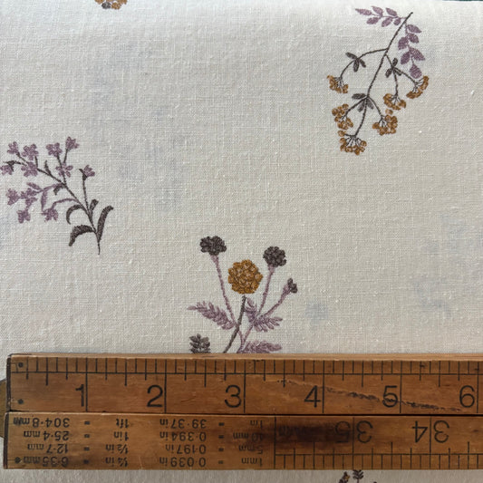 Scattered Floral on Cream - Japanese Cotton / Linen Printed Sheeting