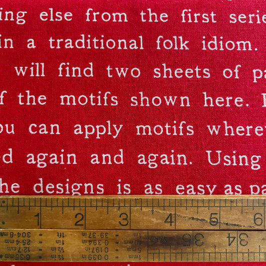Red Cotton Linen Blend with Text