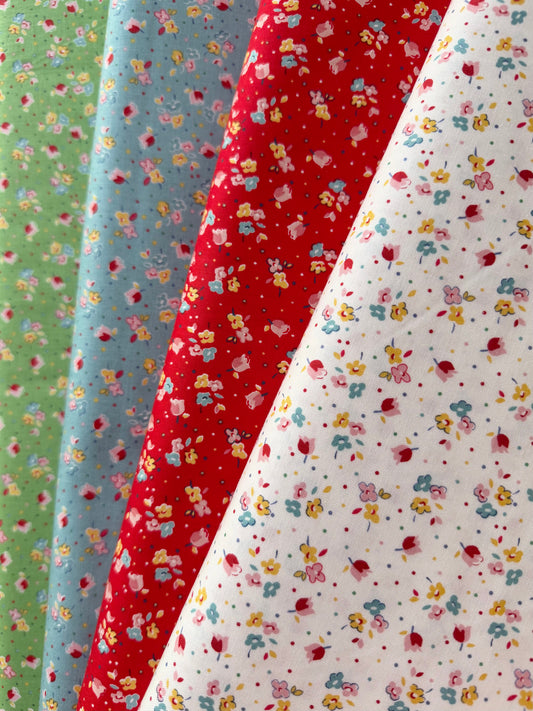 Simple Pleasures Calico Sweet Rose in White - Riley Blake