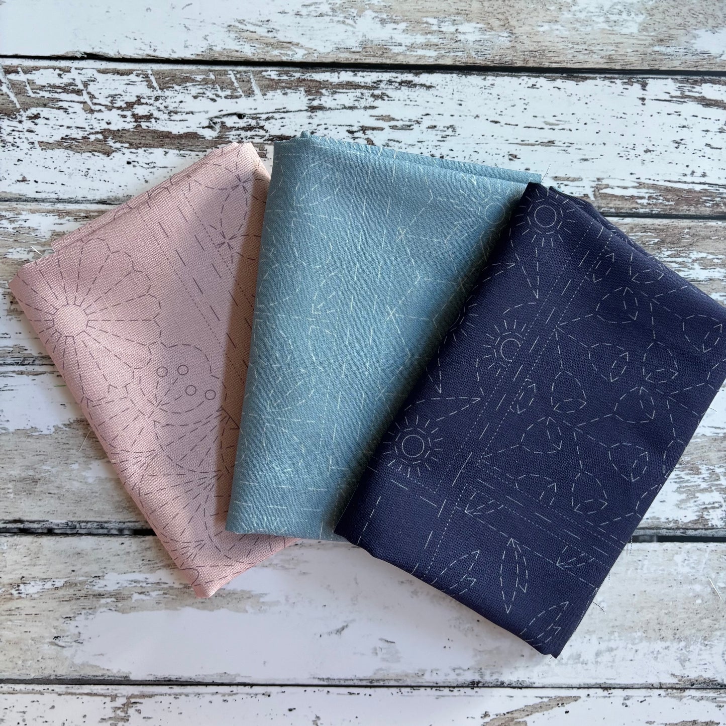 Australian Native Banksia Sashiko Panel in Notre Dame (duck egg blue)