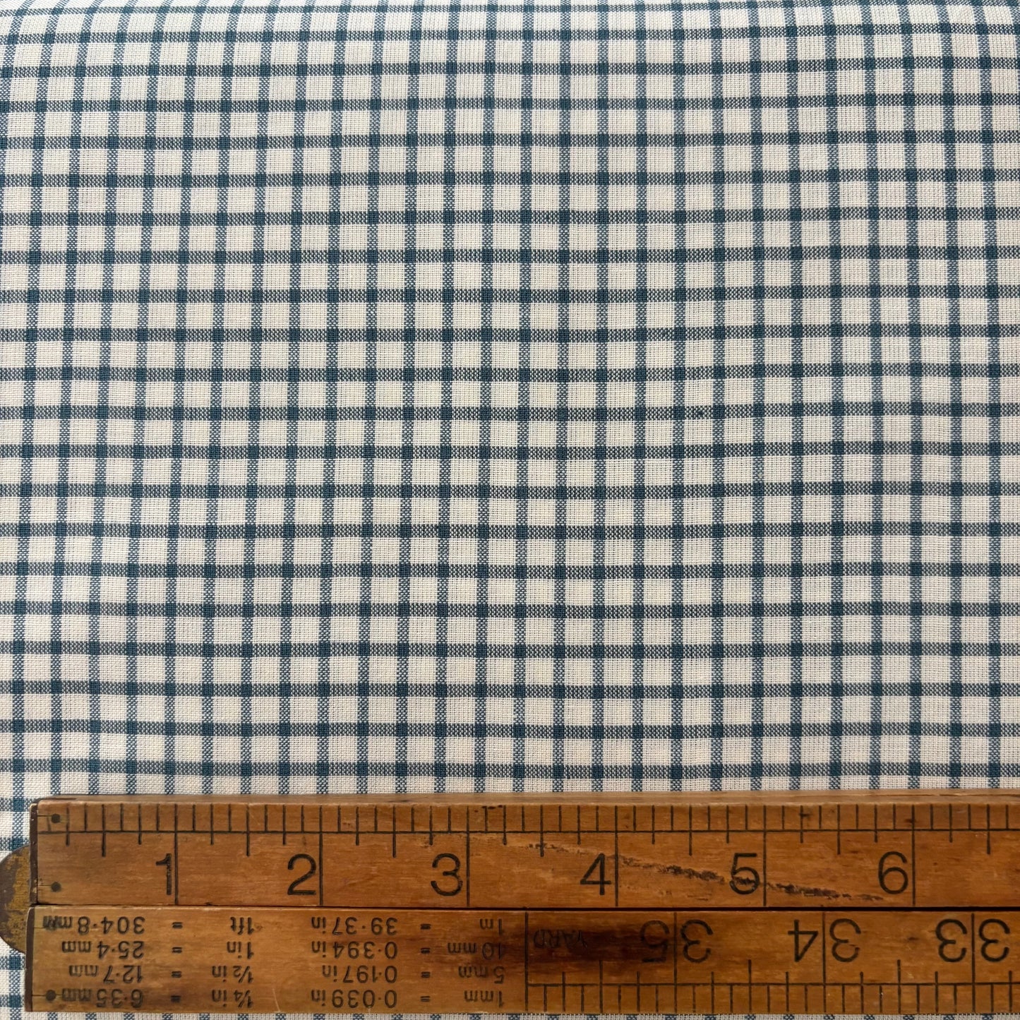 French General - Woven Ginghams Woad Pearl Open