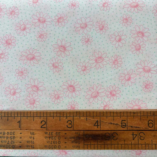 Pink Daisies on White - Handworks Cotton Printed Shirting