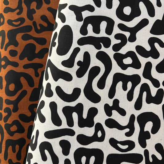 Black and Brown Animal Print - Japanese Cotton Printed Sheeting