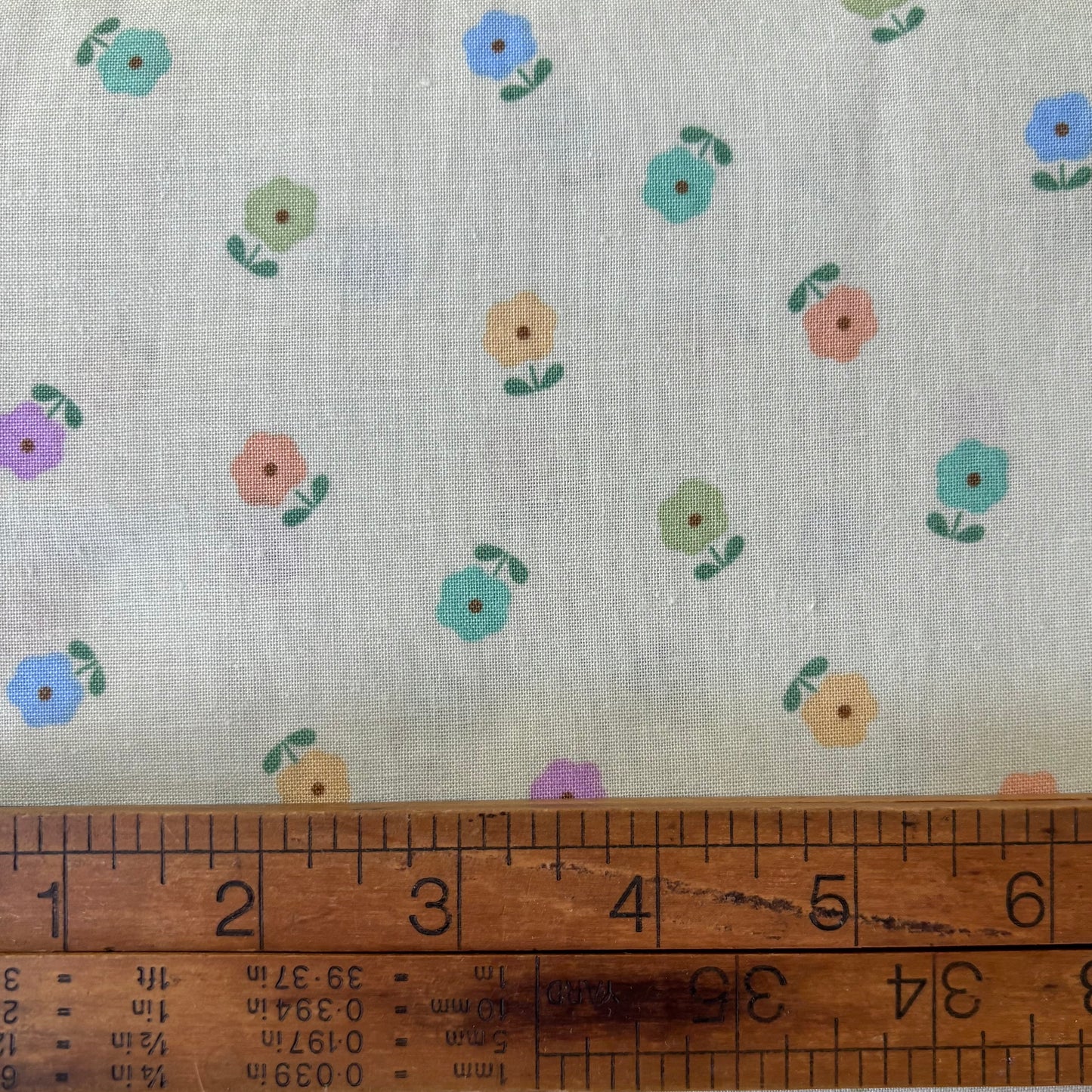 Light Green with Styalised Flowers - Japanese Cotton Cosmo