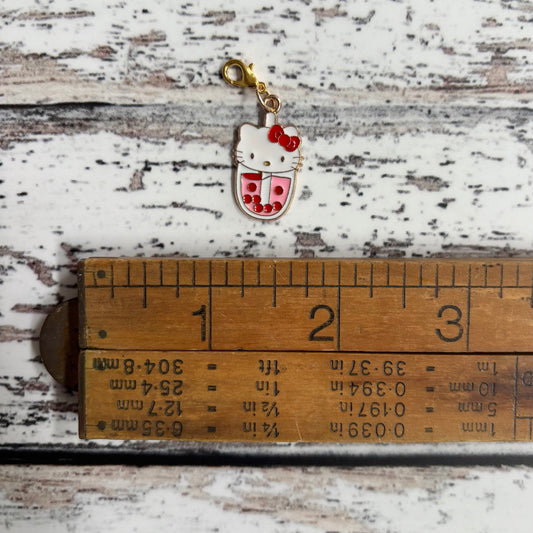 Hello Kitty with Bubble Tea Zipper Charm