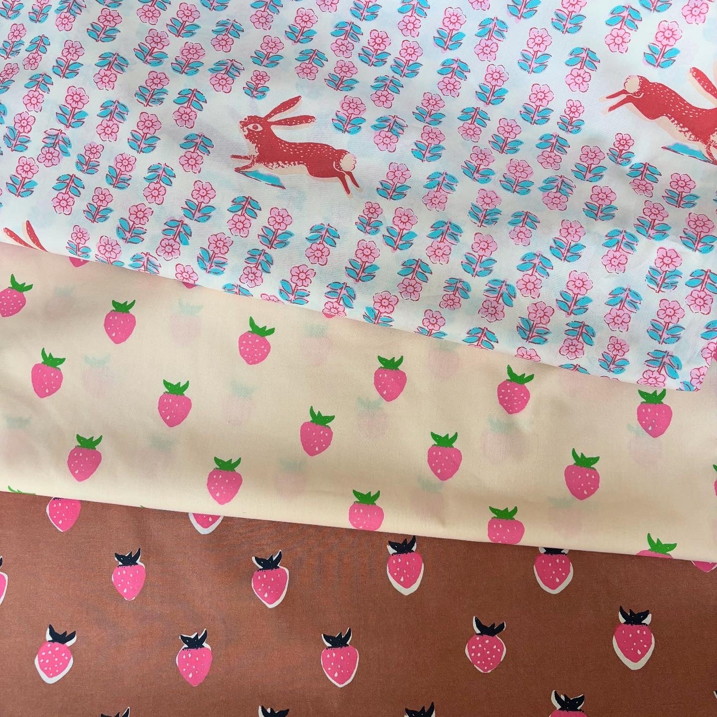 Heather Ross Meadows Quilt Back - Berry in Ecru - 108” wide