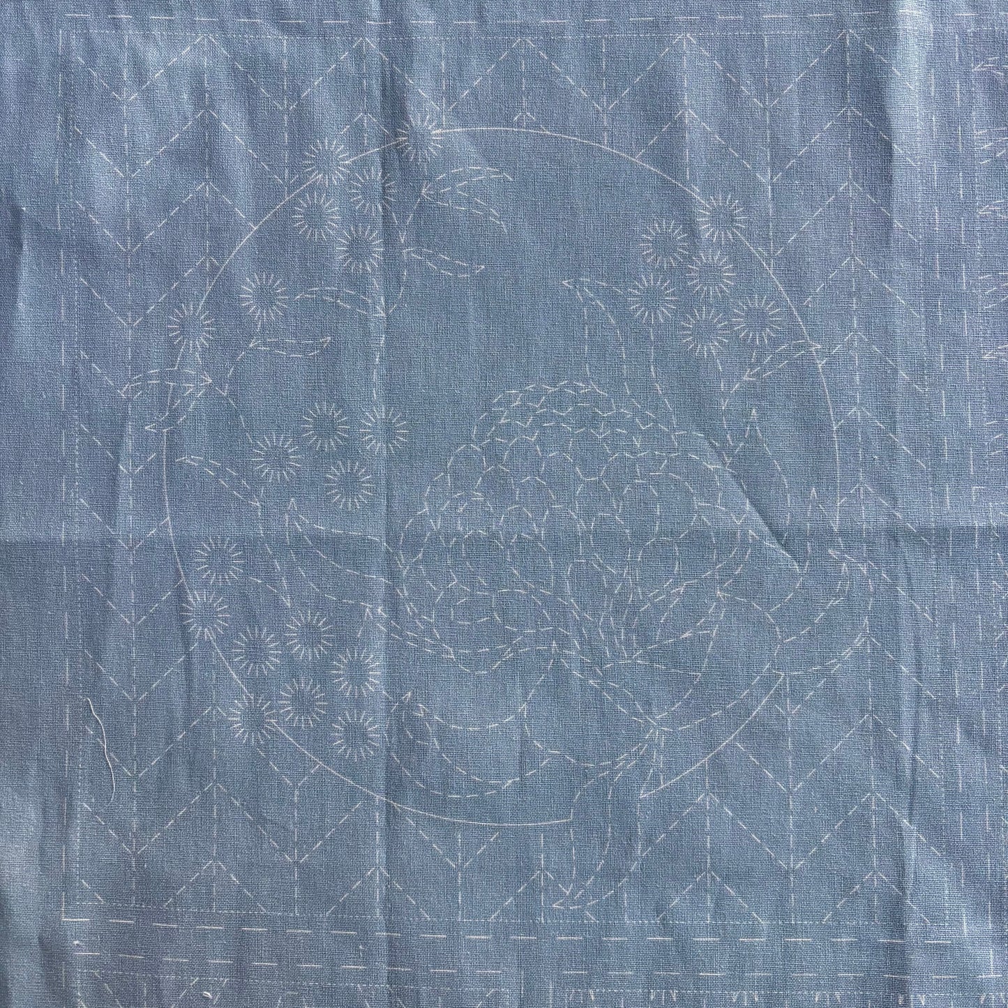 Australian Native Waratah Sashiko Panel in Notre Dame (duck egg blue)