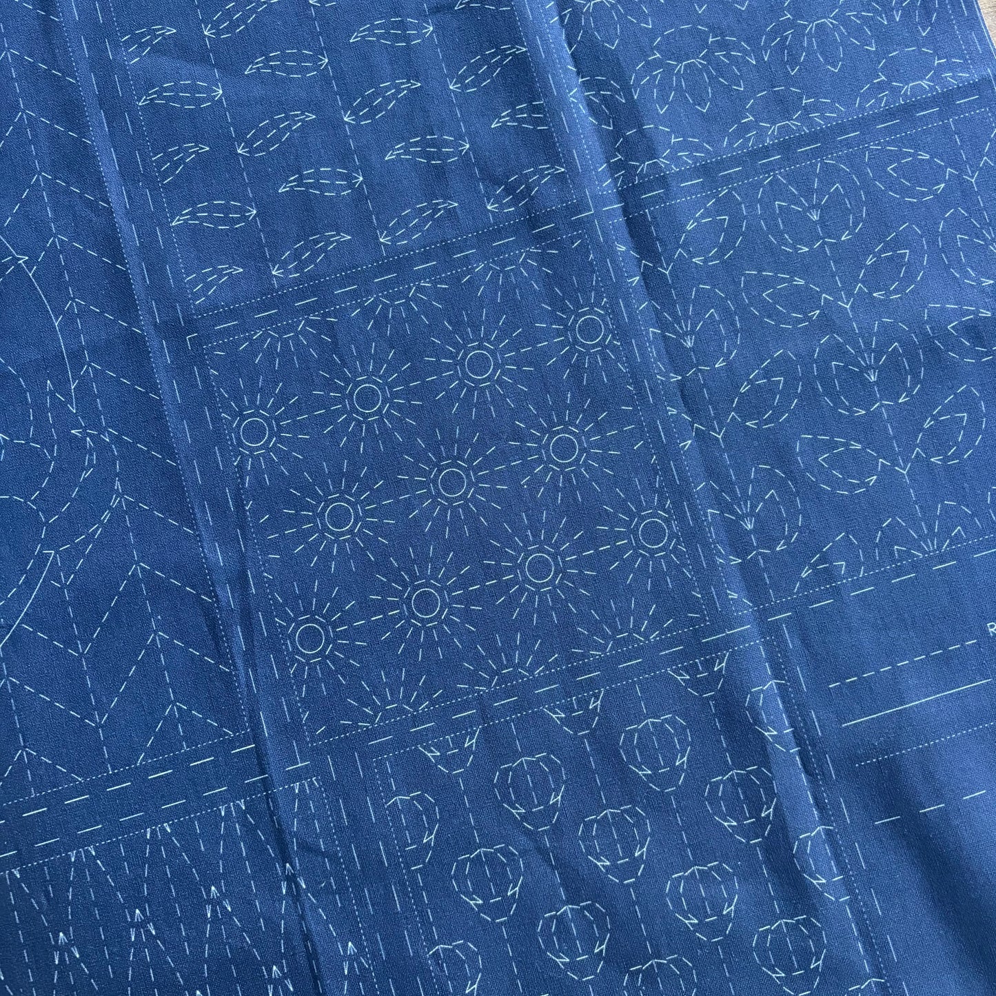 Australian Native Waratah - Sashiko Panel in Indigo