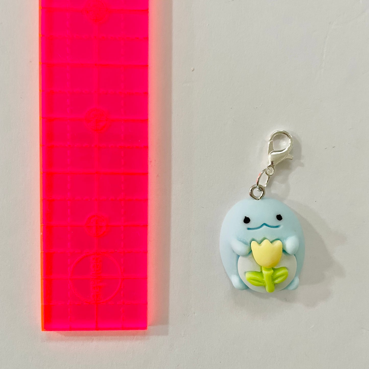Blue with Flower Zipper Charm