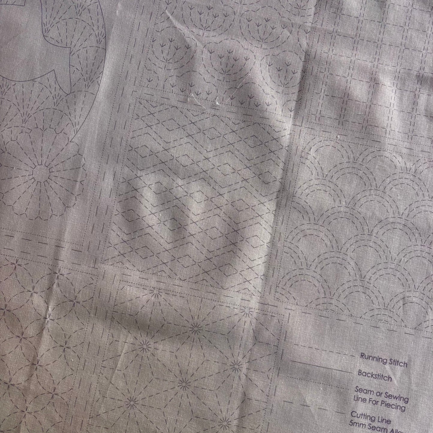 Rabbit Sashiko Panel in Tombola (pink)