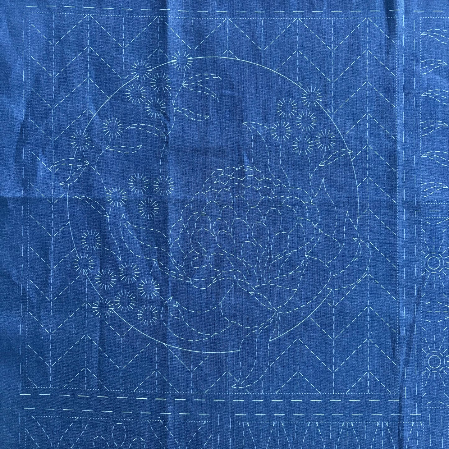Australian Native Waratah - Sashiko Panel in Indigo