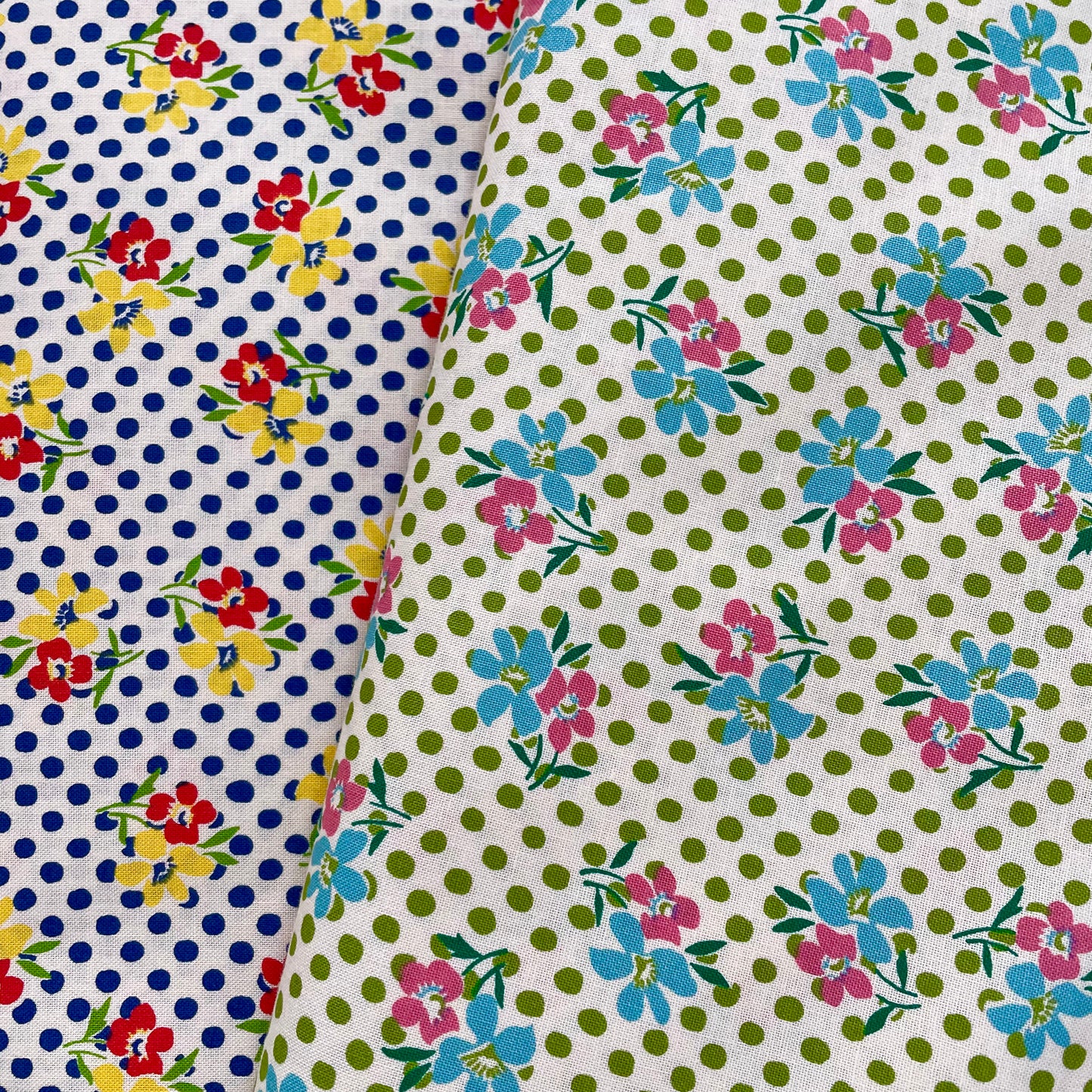 Sweet Dew Floral on Green Spots