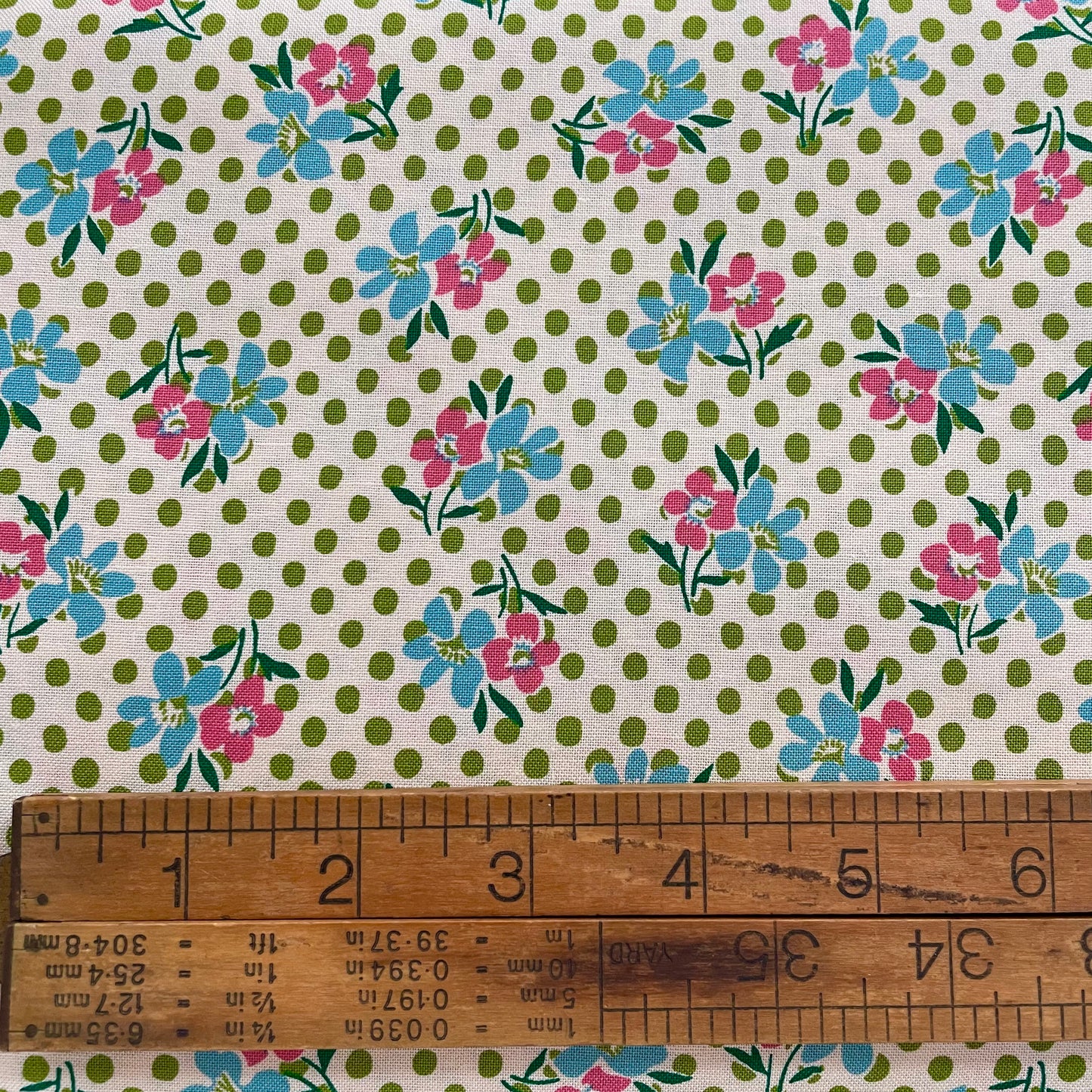 Sweet Dew Floral on Green Spots