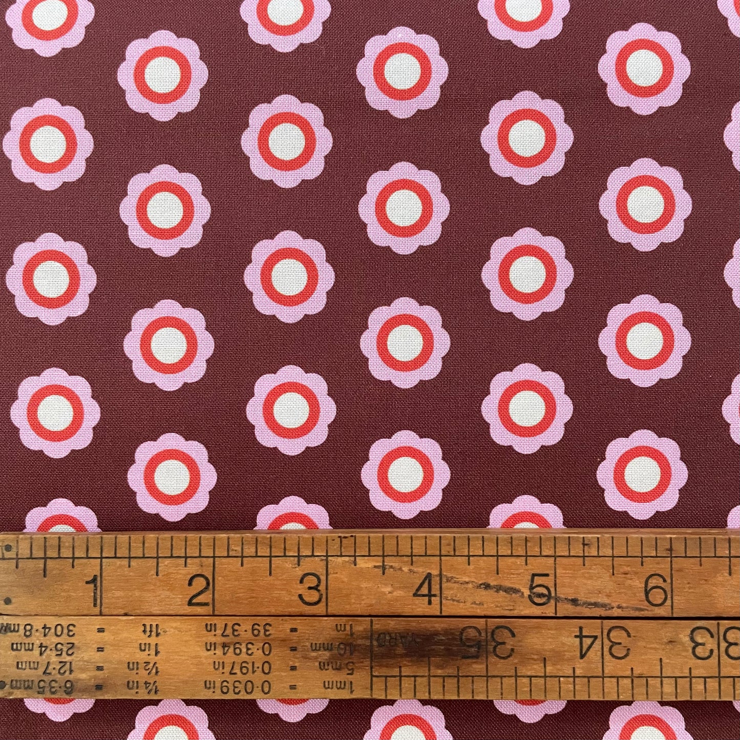 Mid Century Modern - Flowers on Brown