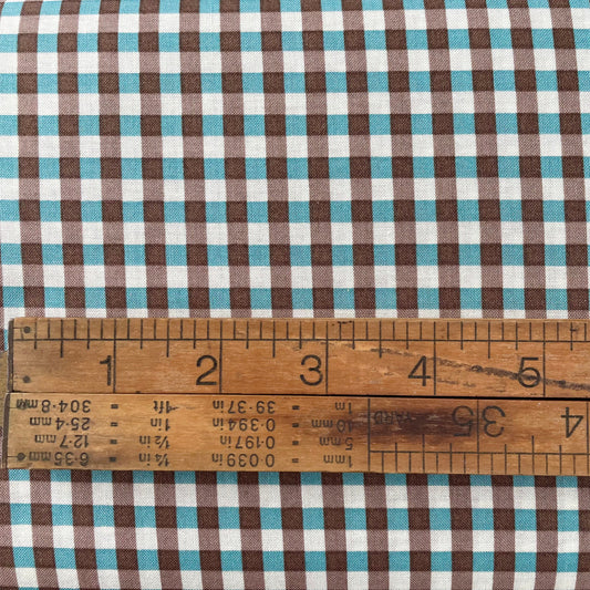 YUWA Basic Check - Brown and Aqua