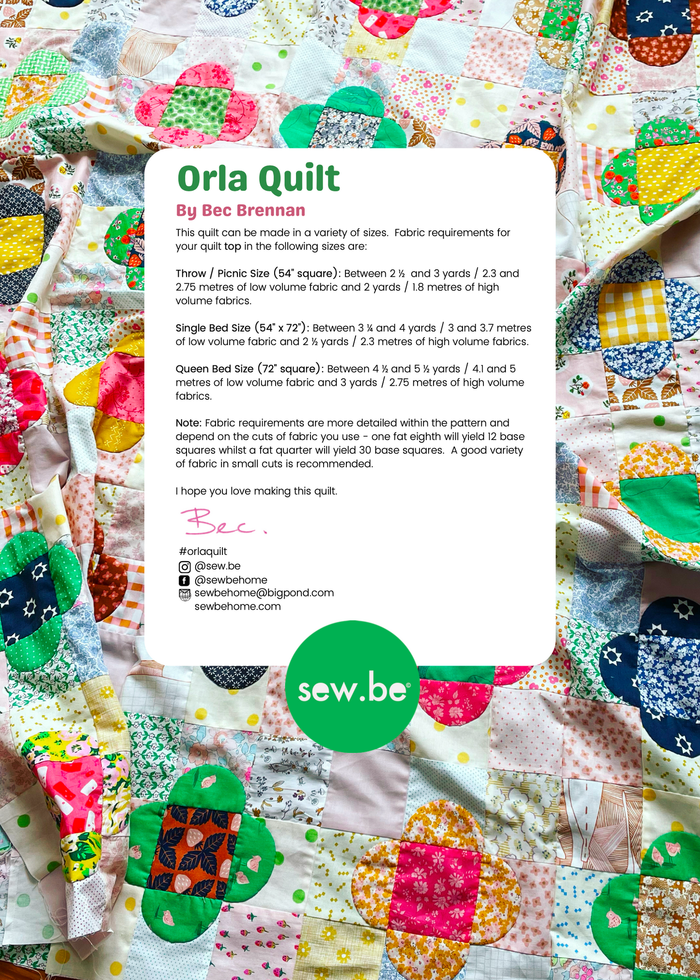 Orla Quilt (Hard Copy Booklet - A5)