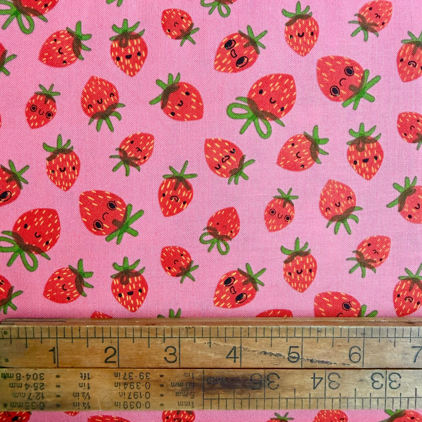 Funny Valentine - Strawberries in Coral - Lizzy House for Moda