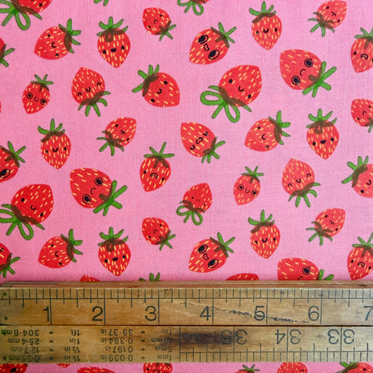 Funny Valentine - Strawberries in Coral - Lizzy House for Moda