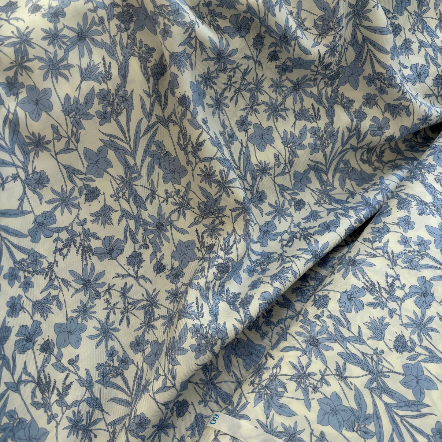 Mid Size Blue Floral Printed Lyocall Viyella by Hokkoh