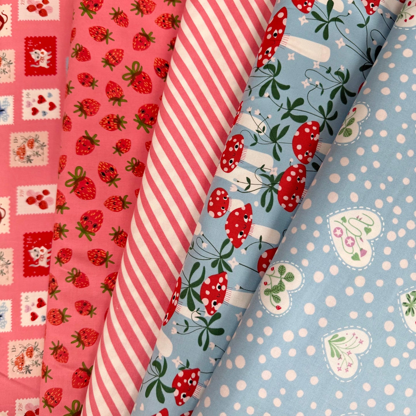 Funny Valentine - Stripes in Coral - Lizzy House for Moda