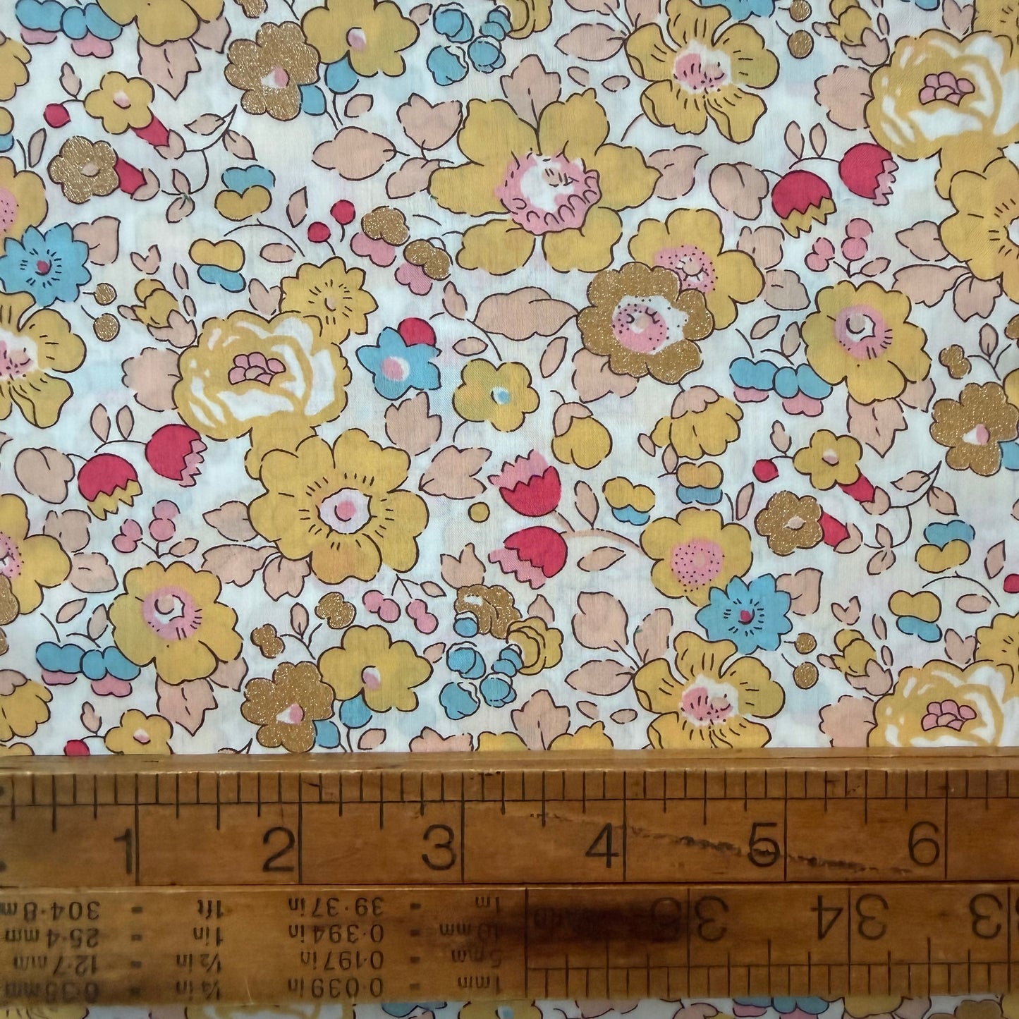 Liberty Tana Lawn - Betsy Butter with Gold Glitter